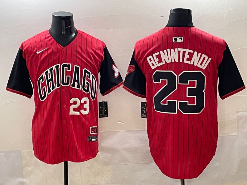 Men Chicago White Sox #23 Benintendi Red Stripe Joint Name 2025 Nike MLB Jersey style 3->chicago white sox->MLB Jersey